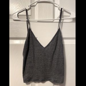 Brandy Melville Cropped Cami-Blue/Gray Thin Stripe